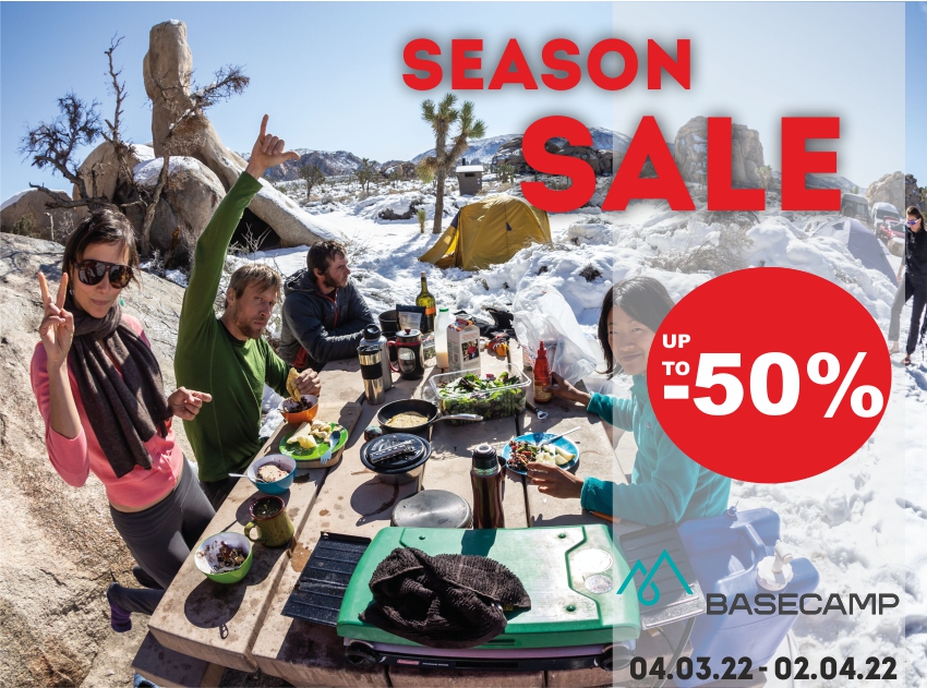 Season sale with up to -50% OFF at Basecamp Shop is now ON